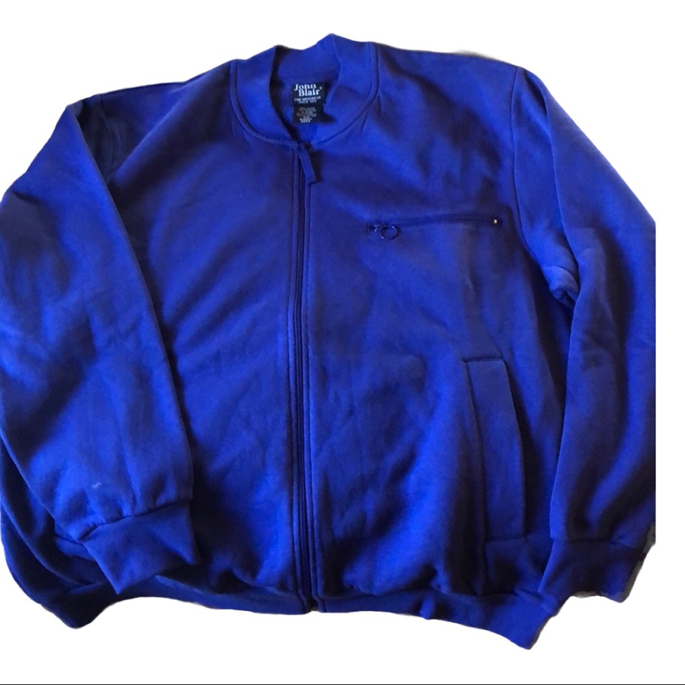 John Blair Sweat Jacket Full ZIPPER 3 Pockets  Indigo Blue NWOT XL Cotton/Poly - Picture 8 of 9